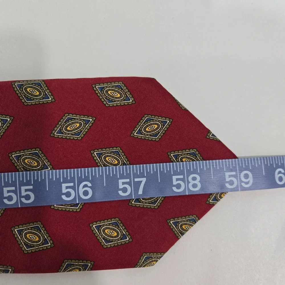 Christian Dior Monsieur Tie Lot of 2 Red Navy Silk Geometric Medallion #1176